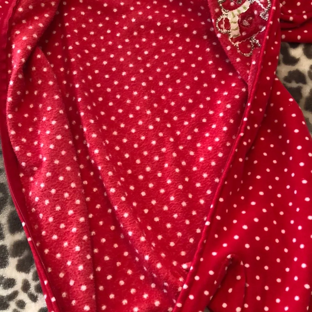 Carter’s Christmas Red Zip-Up Fleece Sleep Play Pajamas 18 months Polka Dot